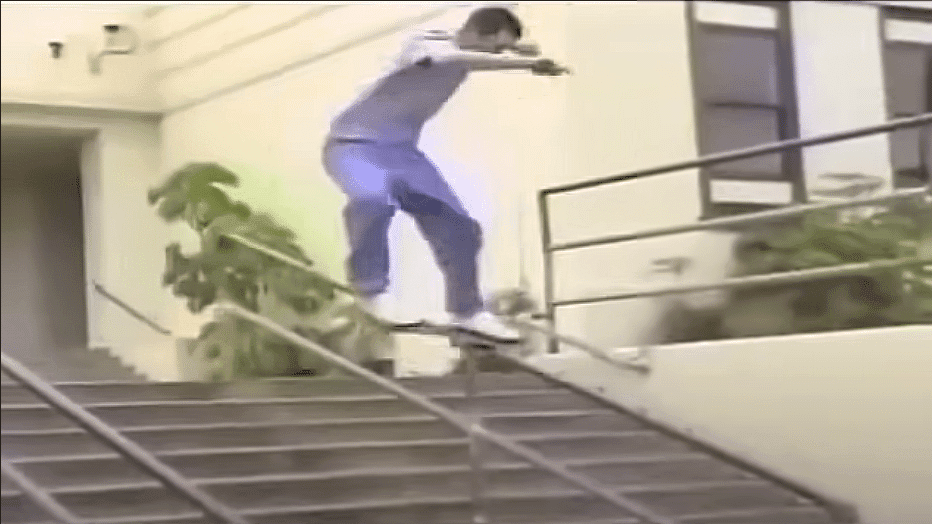 Screenshot d'une vidéo de skateboard des années 1990