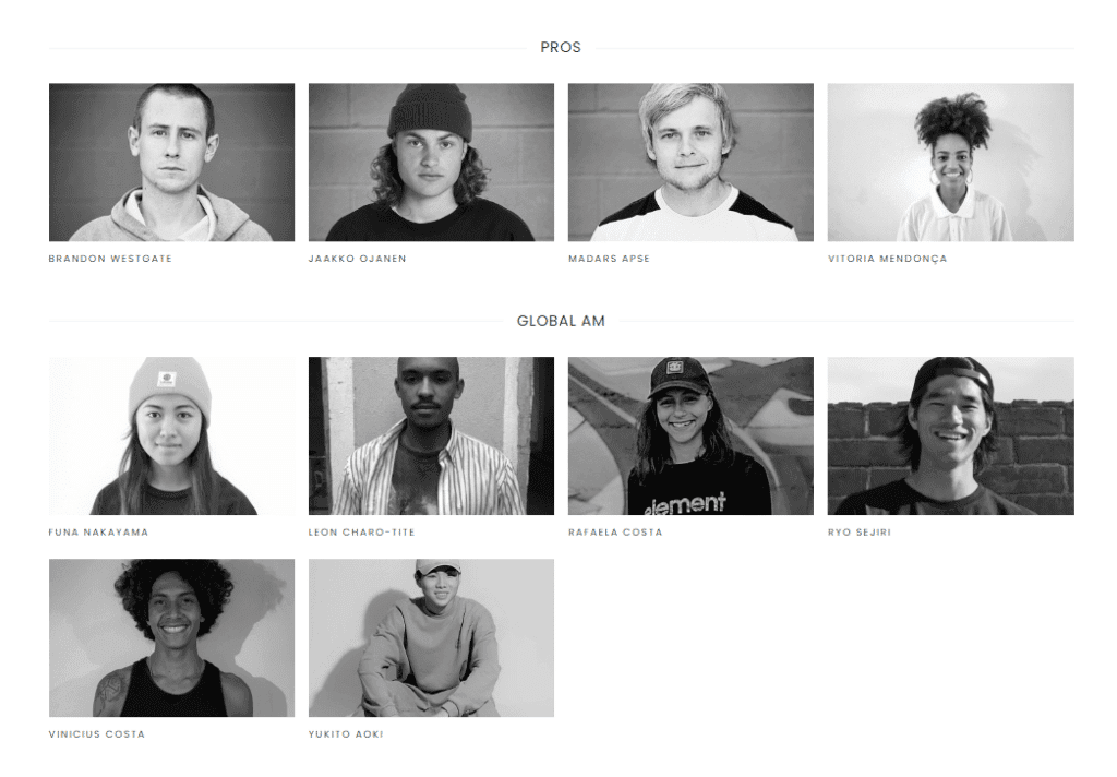 Les pro skateurs et skateuses en novembre 2024 :