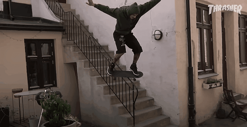 Didrik Galasso en boardslide à la maison